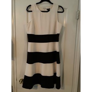 Ann Taylor black and cream striped dress